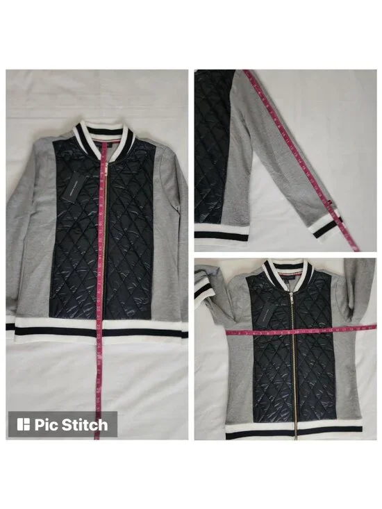 Tommy Hilfiger Women's Lush Life Casual Quilted Bomber Jacket Black/Gray S/P NWT - Picture 12 of 13